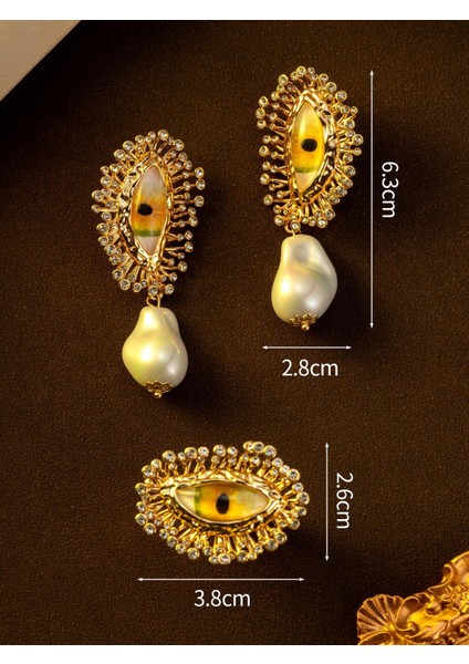 Retro Gözü Bakır Elmaslı Göz Inci Küpe (Yurt Dışından) fırsatları