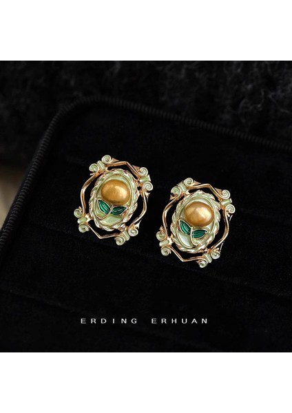 Tatlısu Incisi Fransız Retro Boyalı Yağlı Boya Dokulu Klasik Sanatsal 925 Gümüş Iğne, 14K Kaplamalı Kadın Küpesi (Yurt Dışından) fiyatları