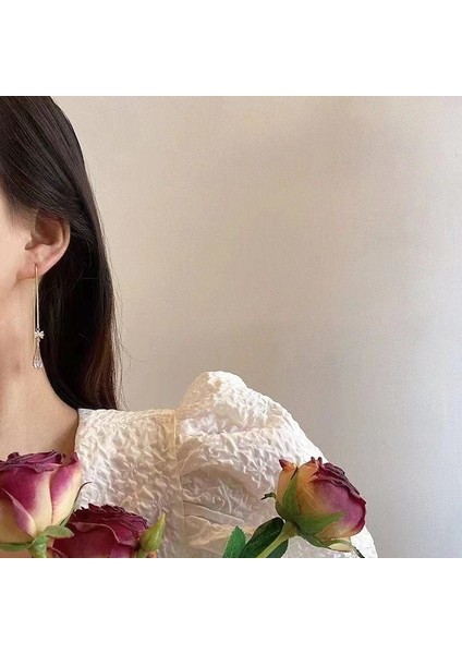 Kore Tarzı Uzun Püsküllü Zirkon Küpe (Yurt Dışından) fiyatları