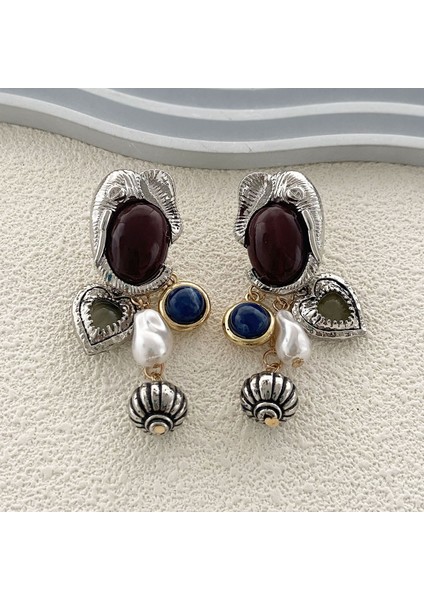 Tianzerun, Kişisel, Retro, Lüks Tasarım, Yapay Mücevher Taşı, Hayvan Temalı Metal Figür Kolye Küpe (Yurt Dışından)