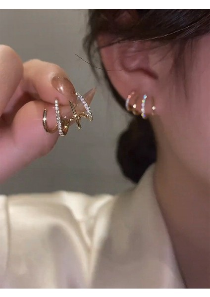 Gümüş Iğne Tam Elmas Küpe Kadın (Yurt Dışından) modelleri