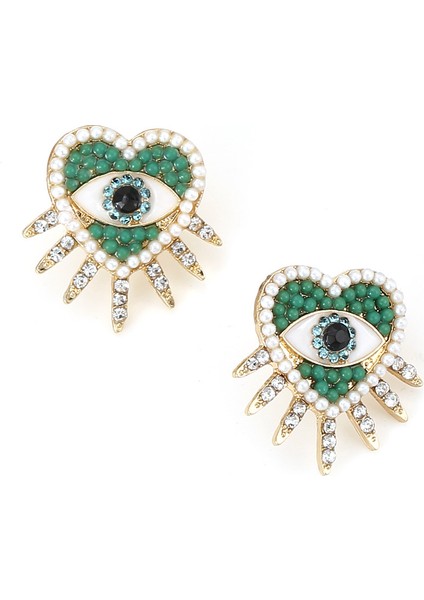 Avrupa-Amerika Popüler Moda Damla Yağlı Göz Kalp Küpe (Yurt Dışından)