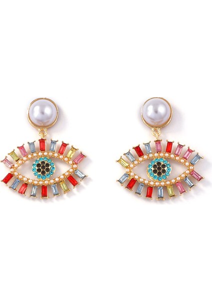 Kişisel, Li, Yaratıcı Tasarım, Alaşım, Tam Elmaslı, Gözü Tarzı Yapay Inci Küpe (Yurt Dışından)