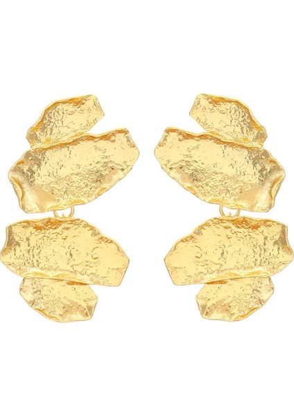 Retro Altın Renk Küpeler, Zengin Tarzlı, Hafif Lüks ve Niche Tasarımlı Küpe Aksesuarları (Yurt Dışından)