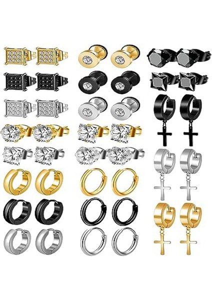 Paslanmaz Çelik Küpe, Yuvarlak Diskli, Kare Tokalı, Haç Kolye, Kendine Ait Tasarım (Yurt Dışından)