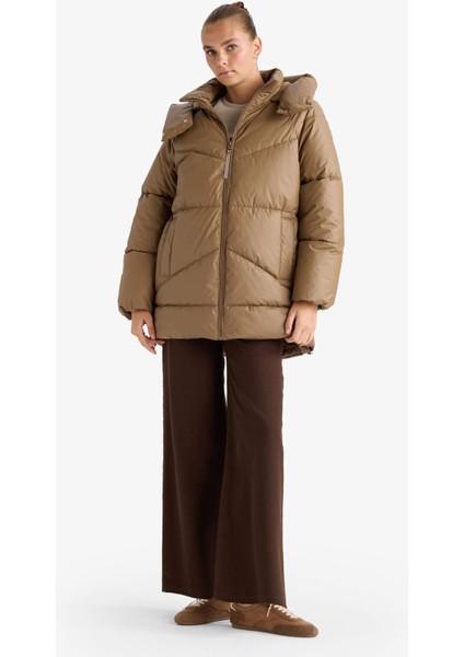 Relax Fit Kapüşonlu Fermuarlı Şişme Parka F2896AX25WN fiyatları