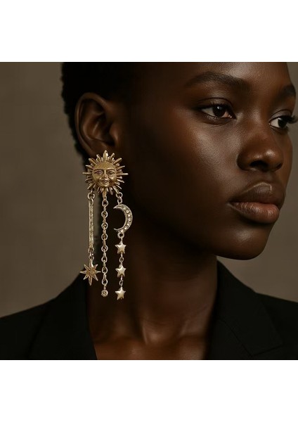 Tianzerun, Kişisel, A Tılı Güneş, Ay ve Yıldız Püsküllü Küpe, Yaratıcı Geometrik Evren ve Planet Kadın Aksesuarı (Yurt Dışından) fiyatları