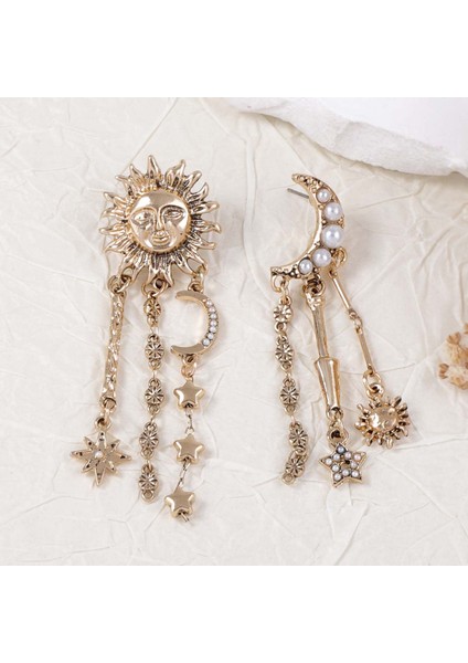 Tianzerun, Kişisel, A Tılı Güneş, Ay ve Yıldız Püsküllü Küpe, Yaratıcı Geometrik Evren ve Planet Kadın Aksesuarı (Yurt Dışından) modelleri