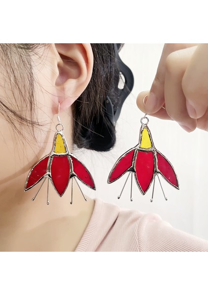 Renkli El Yapımı Cam Küpe, Şeffaf Kalp Şekilli Sarkıtlar (Yurt Dışından)