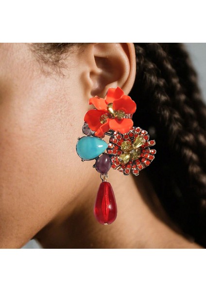 Za Çapraz Kış/ilkbahar Stil Retro Tarzda Kendine Özgü A Tılı, Kolay Uyum Sağlayan Reçine Çiçekli Damla Şeklinde Uzun Küpeler, Zarif Tasarımlı (Yurt Dışından) fiyatları