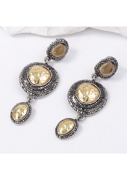 Retro, Kişisel, Trend, Hafif Lüks, Yüksek Tasarım, Alaşım, Geometrik, Yuvarlak, Elmaslı Küpe - Kadın (Yurt Dışından) fırsatları