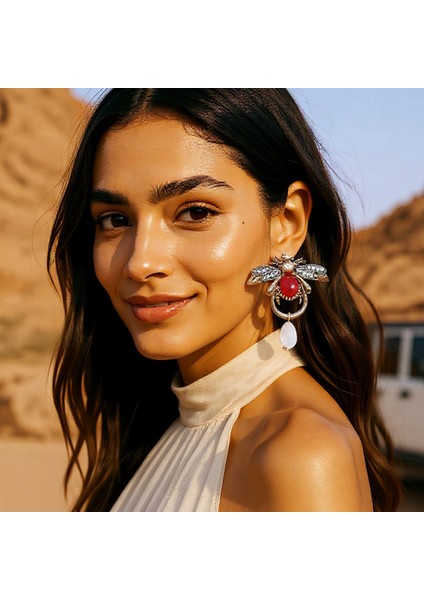 Çapraz Özel Retro Böcek Damla Yapay Inci Minik Zirkon Işlemeli Hayvan Tarzı Kızlar Için Lüks Zarif Tasarım Küpeler (Yurt Dışından) fiyatları