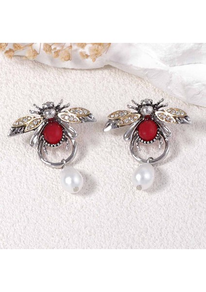 Çapraz Özel Retro Böcek Damla Yapay Inci Minik Zirkon Işlemeli Hayvan Tarzı Kızlar Için Lüks Zarif Tasarım Küpeler (Yurt Dışından) indirimleri