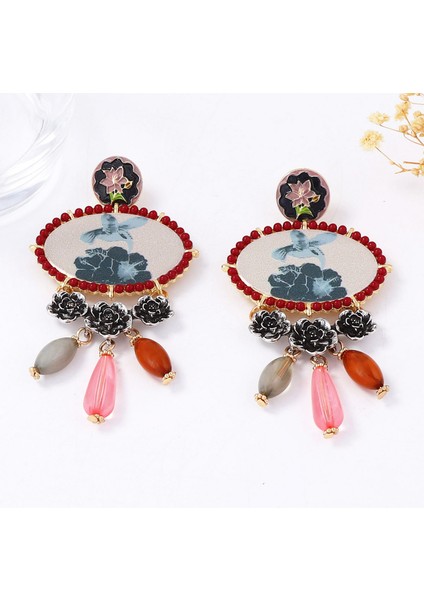 Tianzerun, A Tılı Moda Etnik Sanat Retro Tarzı Alaşım Reçine Kuş ve Çiçek Püsküllü Kolye Küpe (Yurt Dışından) indirimleri