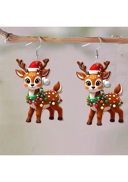 Noel Geyiği Akrilik Küpe (Yurt Dışından)