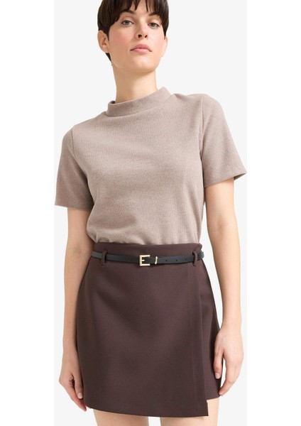 Slim Fit Dar Kesim Yarım Balıkçı Yaka Kısa Kollu Tişört D9758AX25WN fırsatları