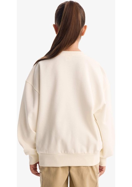 Kız Çocuk Relax Fit Bisiklet Yaka Baskılı Sweatshirt G3406A825WN indirimleri