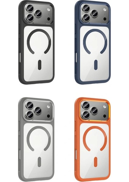 Apple iPhone 17 Pro Max Kılıf M-Safe Şarj Özellikli Metal Kamera Çerçeveli Redclick Tiko Kapak modelleri