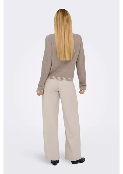 Kadın Onlfına Bisiklet Yaka Yünlü Örme Kazak 15350496 Vizon fırsatları