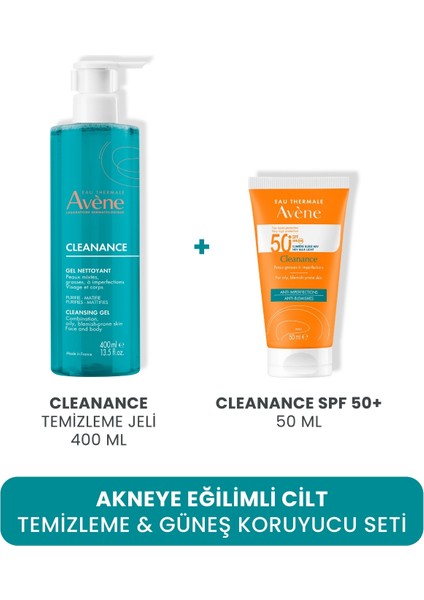 Akneye Eğilimli Cilt Temizleme & Güneş Koruyucu Seti (Temizleme Jeli 400 ml + 50 ml Güneş Koruyucu)