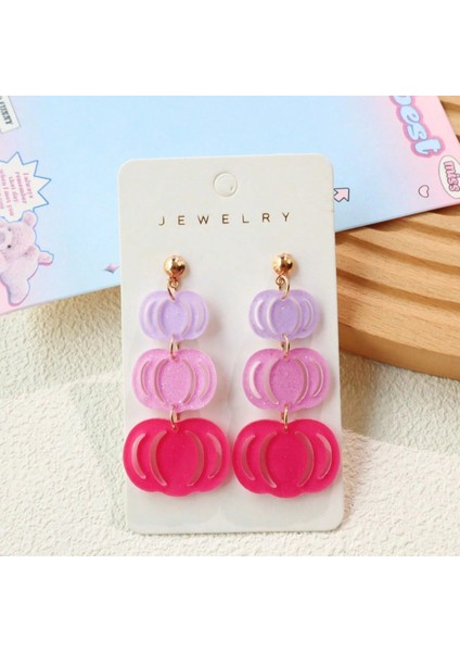 Kristal Akrilik Küpe Kalp Şeklinde Renkli Hayalet Kabak (Yurt Dışından)