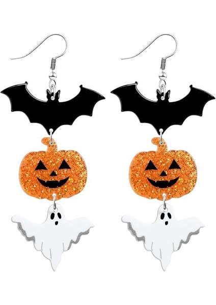 Cadılar Bayramı Elementli Renk Çakışan Hayalet Akrilik Küpe (Yurt Dışından)