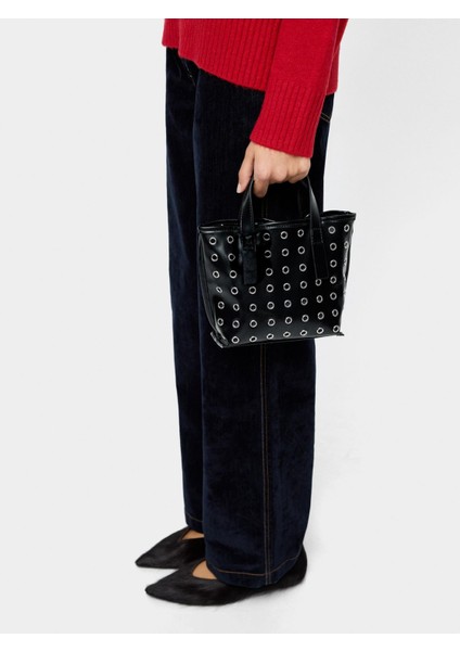 Zımba Detaylı Iç Cepli Tote Çanta