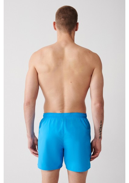 Erkek Beyaz-Turkuaz Baskılı Deniz Şortu E003802