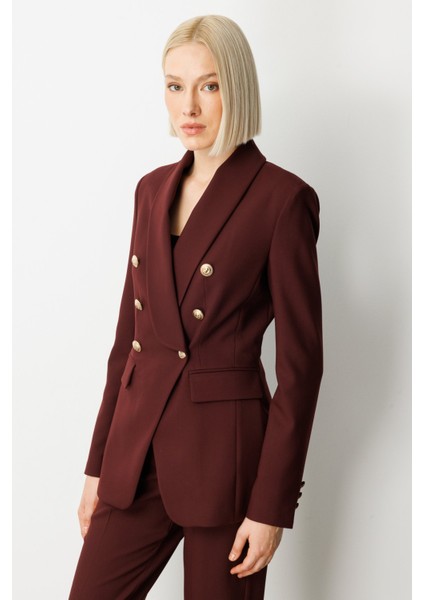 Kadın Kruvaze Yaka Kapak Cepli Ceket 5013 Bordo fiyatları