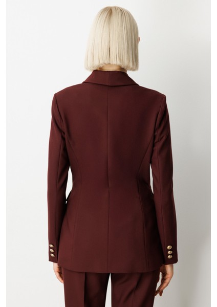 Kadın Kruvaze Yaka Kapak Cepli Ceket 5013 Bordo fırsatları