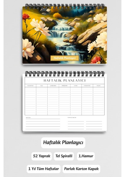 Doğa Manzara Temalı Model:2 A5 Tel Spiralli Yapılacaklar Notlar Listesi Haftalık Planlayıcı modelleri