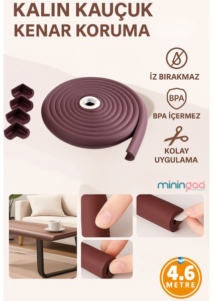 a 4.6 Metre 4 Adet Köşe Koruyucu Köşe Ve Kenar Koruma 3m Bant Esnek Yumuşak Darbe Engelleyici Mürdüm