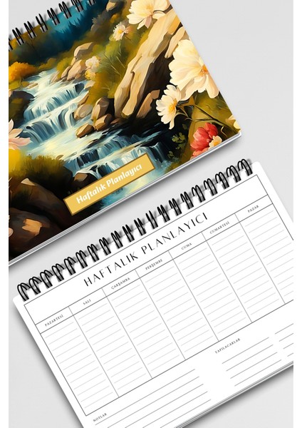 Doğa Manzara Temalı Model:2 A5 Tel Spiralli Yapılacaklar Notlar Listesi Haftalık Planlayıcı