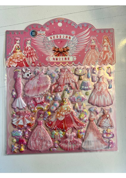 Sticker Prenses Elbise Giydirme Etkinlik Oyunu 2 Kartela Birden MODEL10