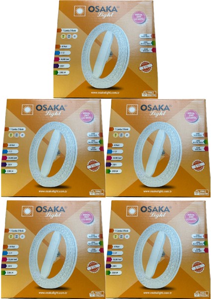 (5 adet) Osaka 40W Sarı-Günışığı-Beyaz E27 Duylu Simit Ampul