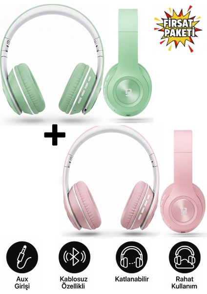 Kablosuz Bluetooth Kulaküstü Kulaklık-Mikrofonlu, Stereo Ses, Aux ve Hafıza Kartı Desteği Pulse