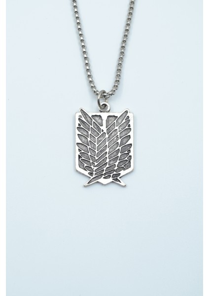 Attack On Titan Anime Gümüş Kaplama Örme Zincir Kolye