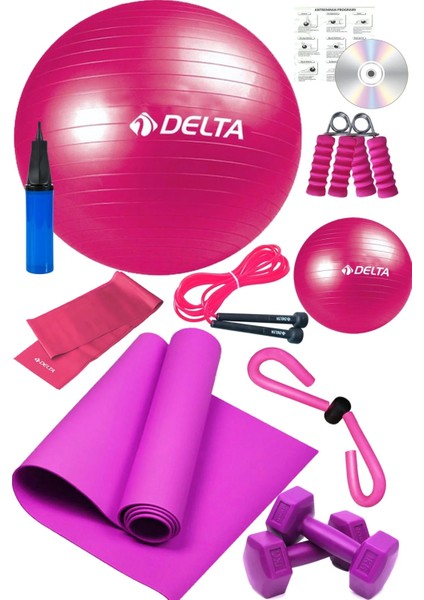 11 Li Pilates Seti Pilates Minderi Plates Topu Set Lastiği Thigh Master Kelebek Spor Aleti