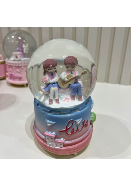 Sevgili Çift Motorlu Işıklı Müzikli Büyük Boy Kar Küresi TKY0405 fiyatları