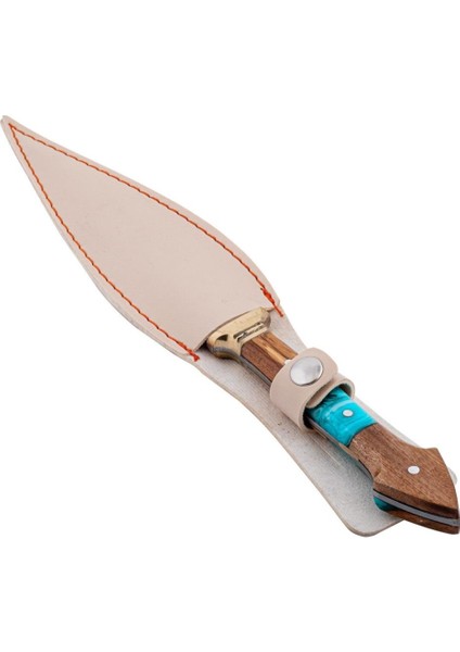 Çift Ağızlı Çerkez Bıçağı - Deri Kılıflı - Epoksi Sap - Büyük - Turkuaz fiyatları