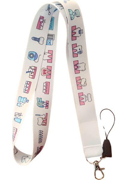 Beyaz Hastane Diş Doktoru 2 Boyun Askı Ipi ve Telefon Askısı + Kartlık