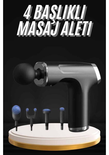 Şarjlı Masaj Tabancası 4 Başlıklı Mini Masaj Tabancası ve Masaj Aleti - M706B671-N26706