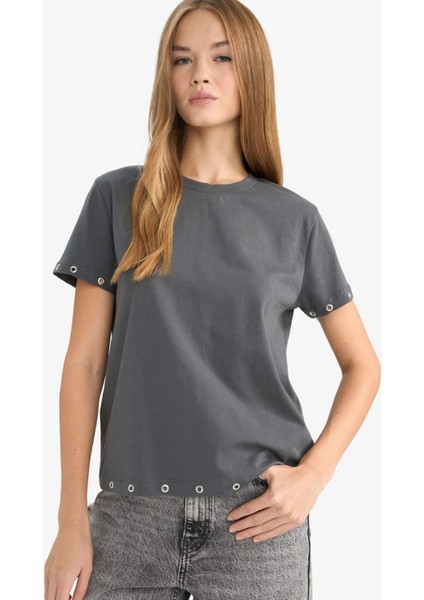 Loose Fit Bisiklet Yaka Kısa Kollu Tişört G3130AX25AU