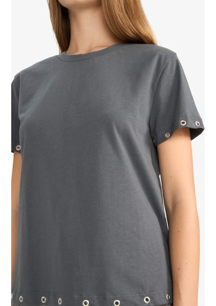 Loose Fit Bisiklet Yaka Kısa Kollu Tişört G3130AX25AU indirimleri