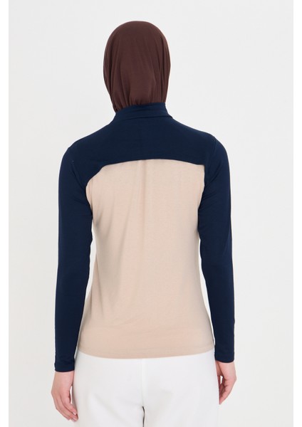 Lacivert Tesettür Balıkçı Yaka Boyunluklu Kolluk Viskon Düz 1025_02 fırsatları