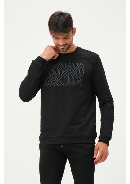 Erkek Baskılı Sweatshirt Siyah modelleri