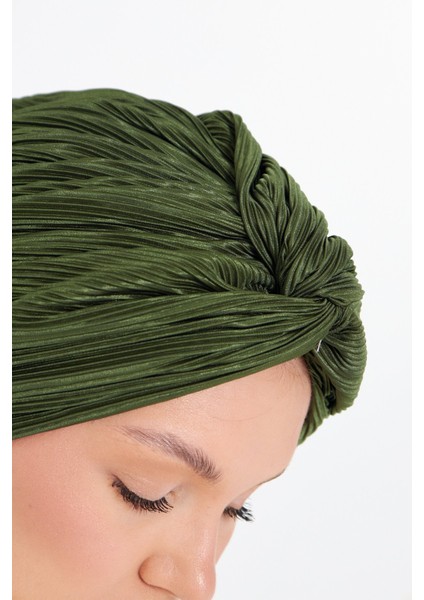 Haki Çapraz Büzgülü Tesettür Bone Fukuro Piliseli 2512_09 fırsatları