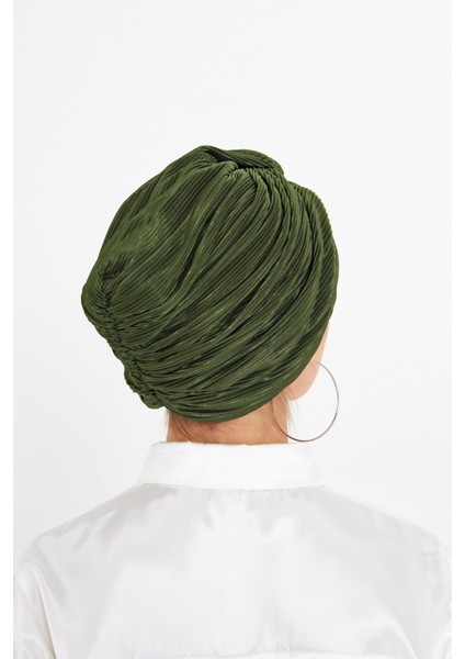 Haki Çapraz Büzgülü Tesettür Bone Fukuro Piliseli 2512_09 indirimleri