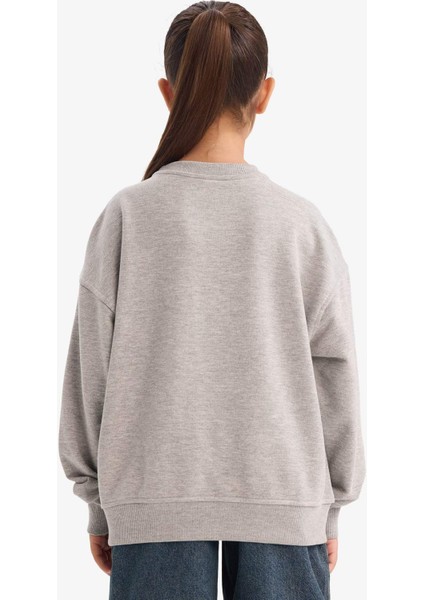 Kız Çocuk Relax Fit Bisiklet Yaka Baskılı Sweatshirt G3807A825WN indirimleri