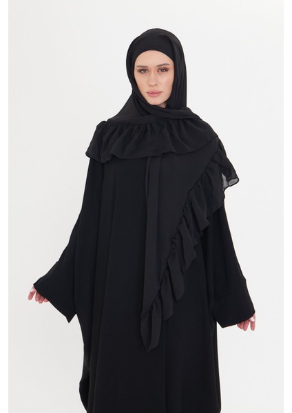 Siyah Arkadan Lastikli Şal Şifon Fırfırlı 2411_01 fiyatları